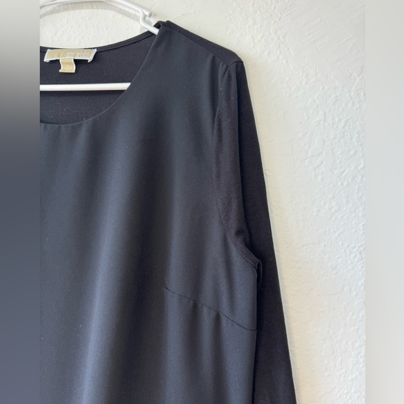 MK MICHAEL KORS Blouse Top L Black Sheer 3/4 Sleeve MK Black Long Sleeve Top - Picture 7 of 9
